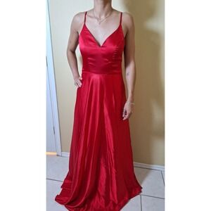 Sequin Hearts Red Satin Dress Sz 5 Holiday Christmas Prom‎ Gala Event
